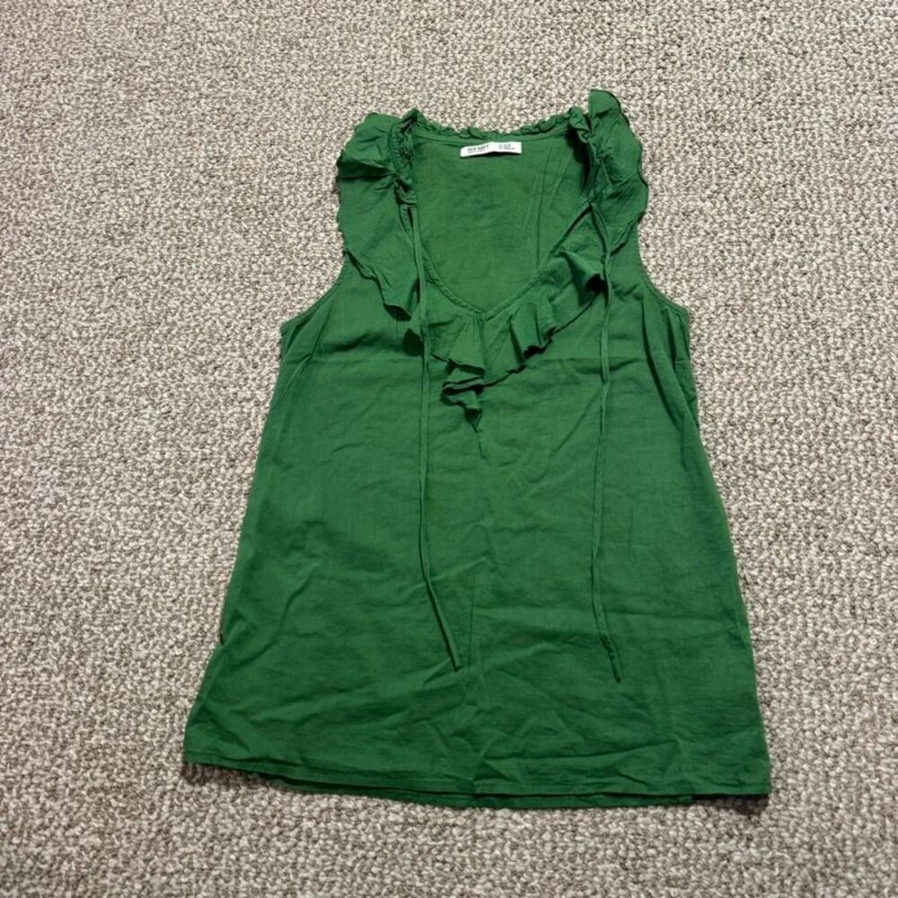 Old Navy Green Sleeveless Ruffle Tie Neck Blouse V-Neck Extra Small